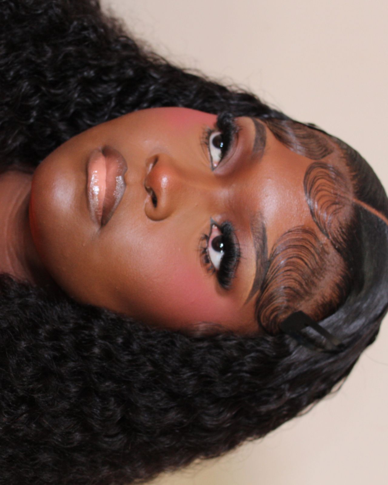 Blush-heavy glam shot from above
